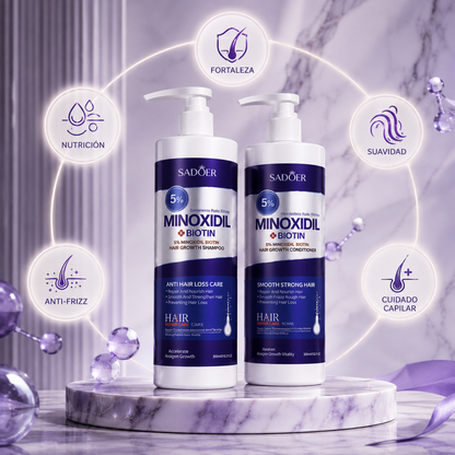 Shampoo+Acondicionador Minoxidil 5% - Fortalece, nutre y revitaliza tu cabello