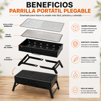 Parrilla Portátil Plegable - ¡Tu Asado Donde Quieras! 🔥