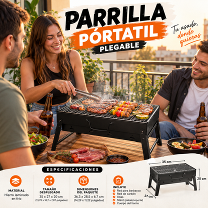 Parrilla Portátil Plegable - ¡Tu Asado Donde Quieras! 🔥